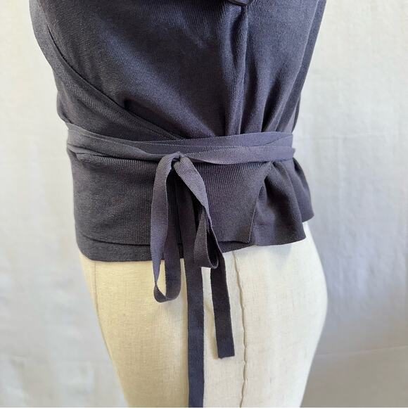 Zara organza statement puff sleeve knit cropped wrap top size large NWT - Picture 12 of 16